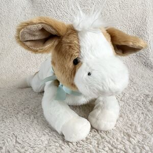 Bunnies By The Bay Cow Calf Plush 12”  Stuffed Animal Toy White Brown Floppy